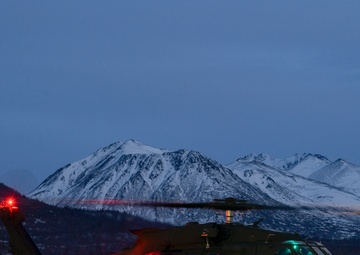 Alaska Army National Guard Black Hawk aviators conduct night operations training