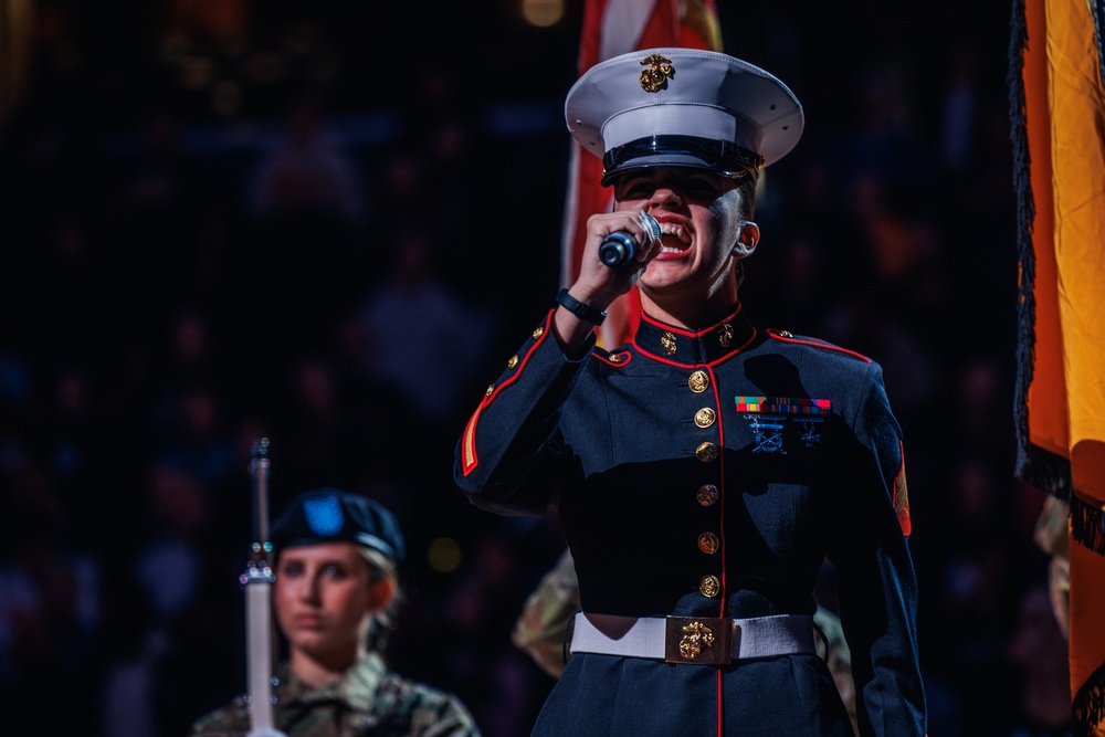 Sgt. Shelby Petersen performs national anthem at Capital One Arena