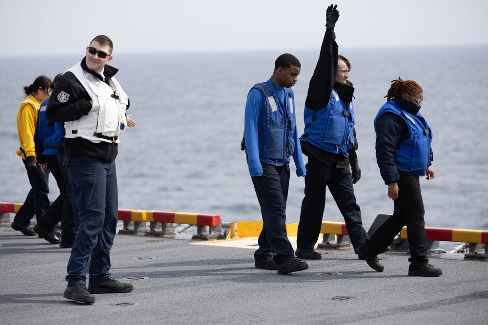 Sailors conduct foreign object debris walkdown