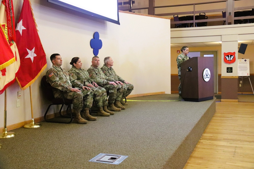 Fort McCoy Garrison Soldiers switch to 88th Readiness Division patch in patching ceremony