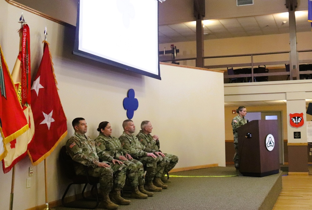 Fort McCoy Garrison Soldiers switch to 88th Readiness Division patch in patching ceremony