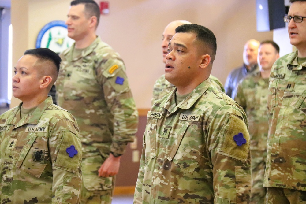 Fort McCoy Garrison Soldiers switch to 88th Readiness Division patch in patching ceremony