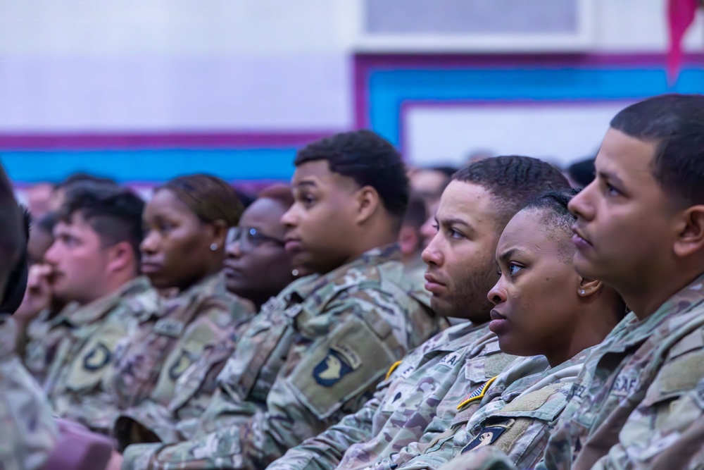 U.S. Soldiers receive a welcome brief  in support of the Southern Border Mission