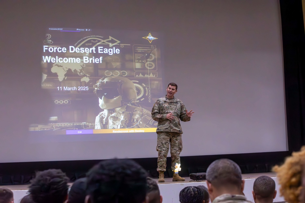 U.S. Soldiers receive a welcome brief in support of the Southern Border Mission