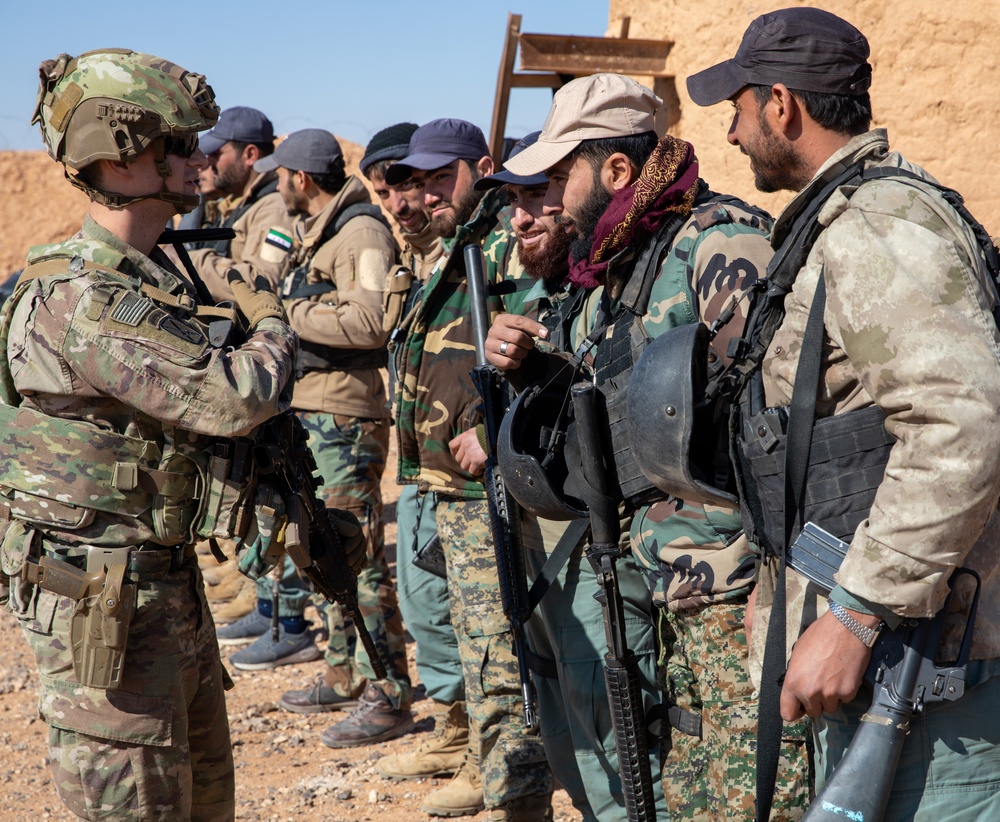 Coalition Forces Meet with Syrian Free Army Soldiers in Deconfliction Zone, Syria