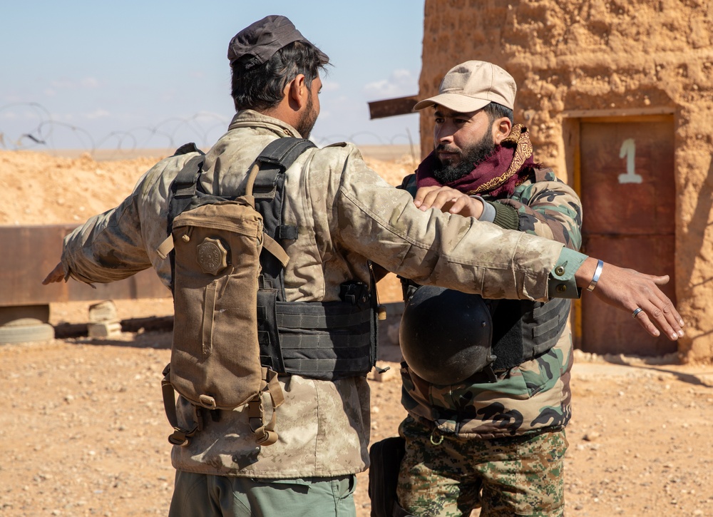 Syrian Free Army Soldiers Train in Personnel Search Procedures with Coalition Forces in Deconfliction Zone, Syria