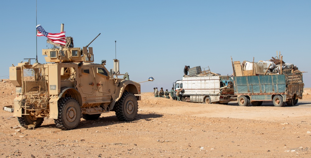 Coalition Forces Provide Overwatch During Vehicle Search by Syrian Free Army in Deconfliction Zone
