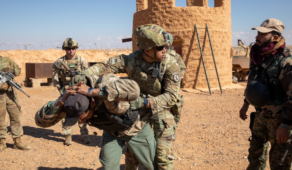 Coalition Forces Demonstrates Personnel Search Procedures to Syrian Free Army in Deconfliction Zone