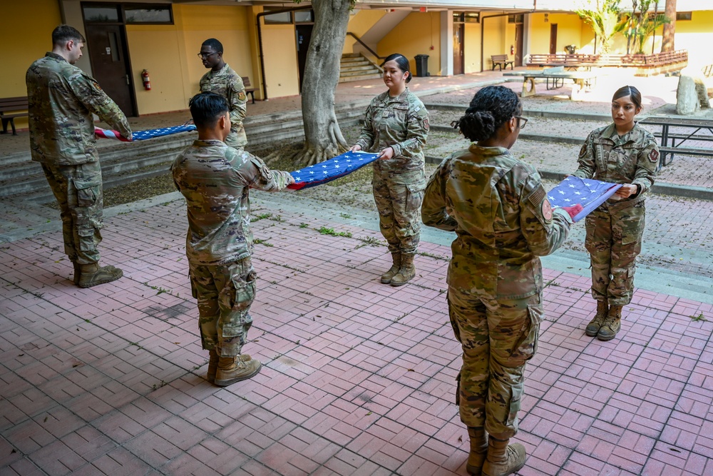 Incirlik's Honor Guard prepares American flags for retirement