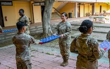 Incirlik's Honor Guard prepares American flags for retirement