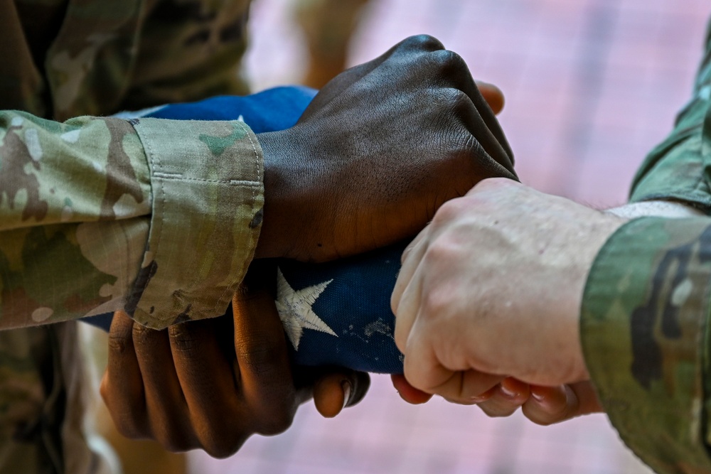 Incirlik's Honor Guard prepares American flags for retirement