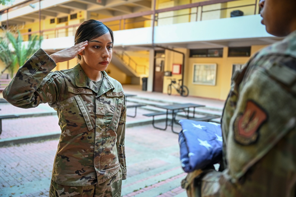 Incirlik's Honor Guard prepares American flags for retirement