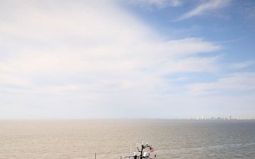 Coast Guard Cutter Reliance Patrols the Gulf of America