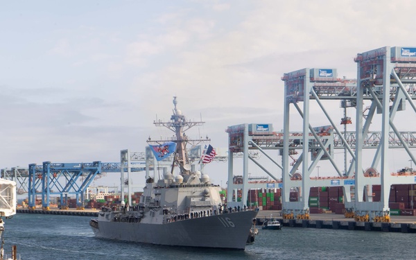 USS Thomas Hudner Moors In Boston