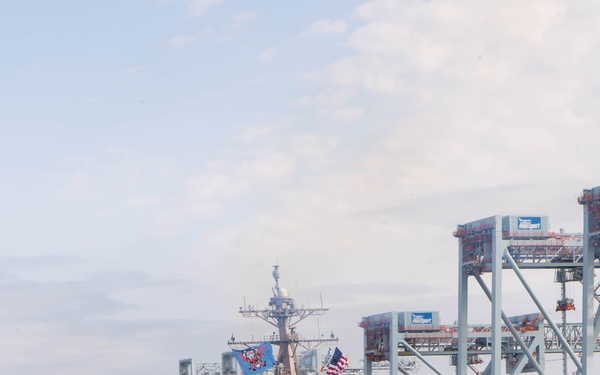 USS Thomas Hudner Moors In Boston