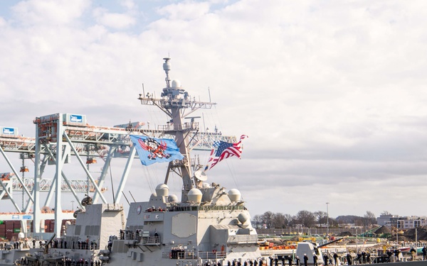 USS Thomas Hudner Moors In Boston