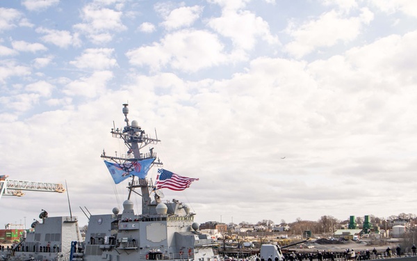 USS Thomas Hudner Moors In Boston