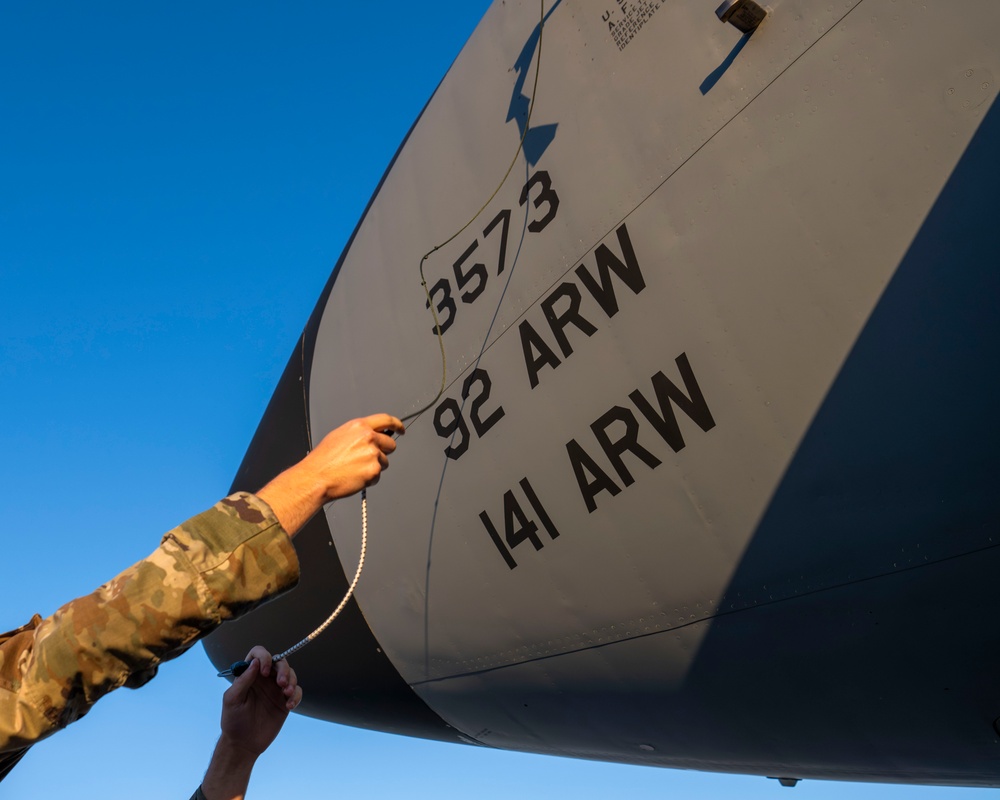 C-17 aerial refueling over the Atlantic Ocean