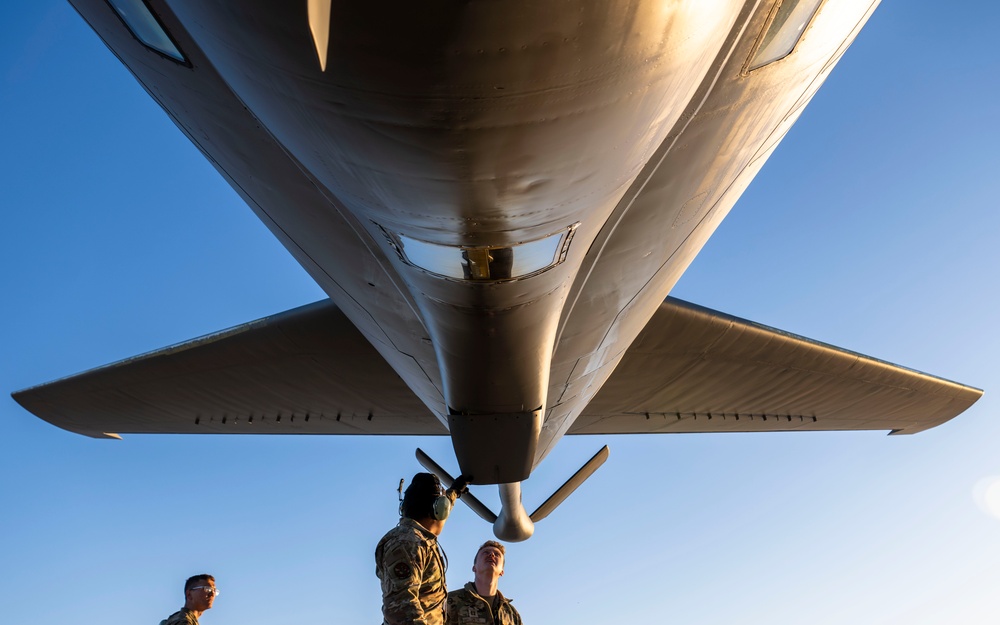 C-17 aerial refueling over the Atlantic Ocean