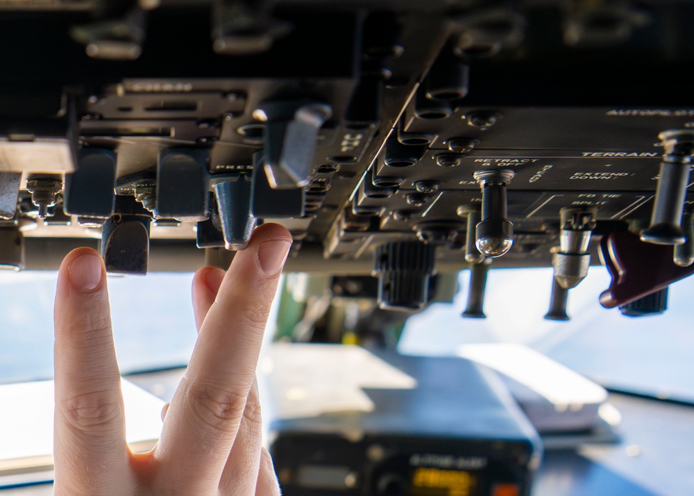 C-17 aerial refueling over the Atlantic Ocean