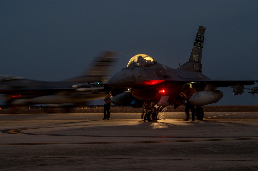 South Carolina Air National Guard conducts night flying operations