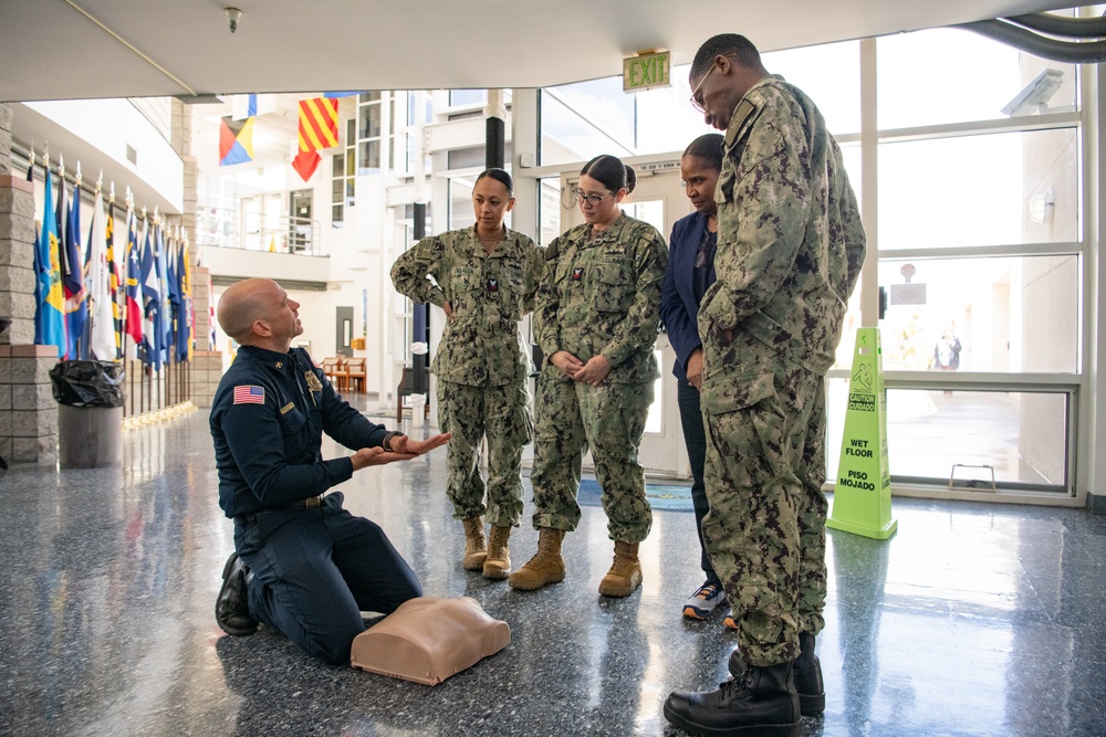 CNSP participates in chest compression training with Coronado Fire Department