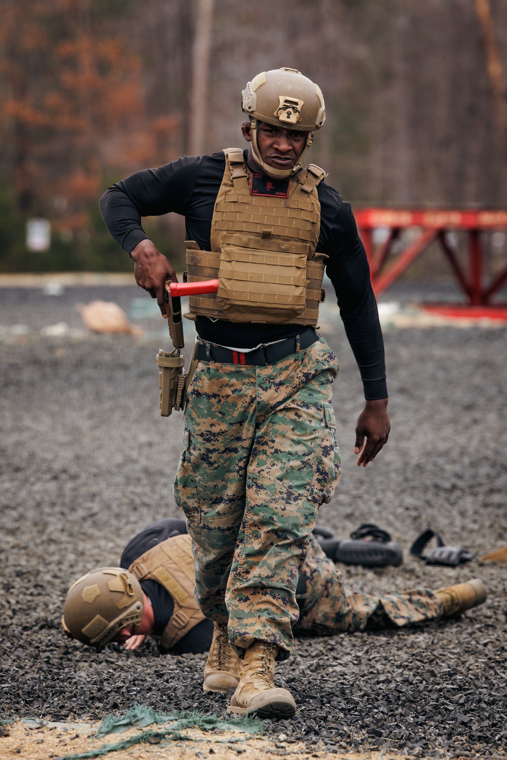 Matrial Arts Instructor Trainers conduct a MCMAP demonstration at The Basic School