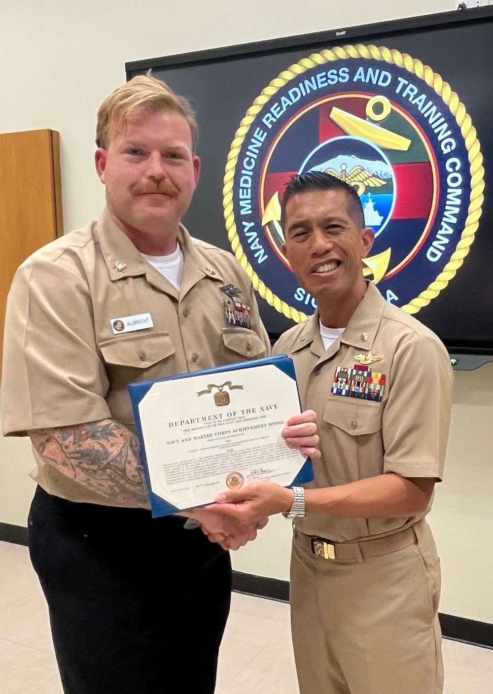 Hospital Corpsman Second Class (FMF) Charles P. Albrecht Awarded the Navy and Marine Corps Achievement Medal, Next Assignment is Navy Independent Duty Corpsman Training