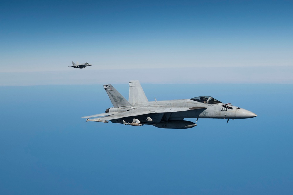 Super Hornets soaring over the Red Sea