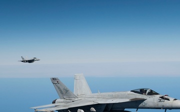 Super Hornets soaring over the Red Sea