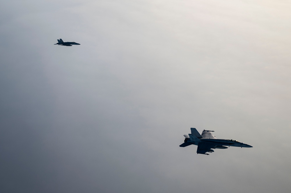 Super Hornets soaring over the Red Sea