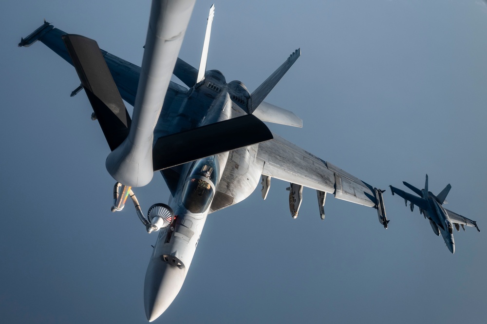 Super Hornets soaring over the Red Sea