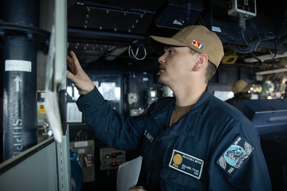 Wayne E. Meyer Sailors Test Electronic Decoy Firing System