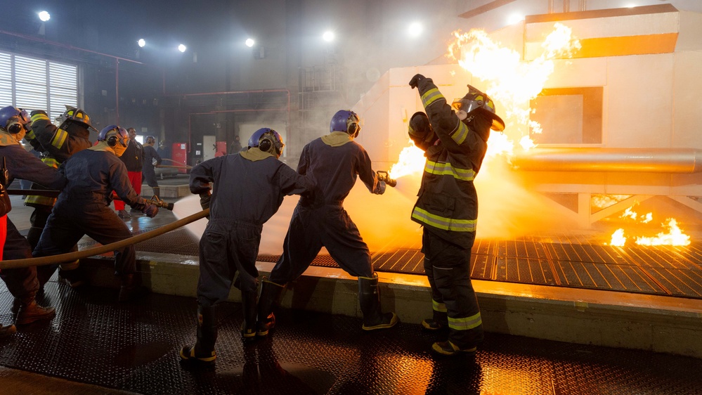 Sailors Conduct Aircraft Firefighting Training at Surface Warfare School Command