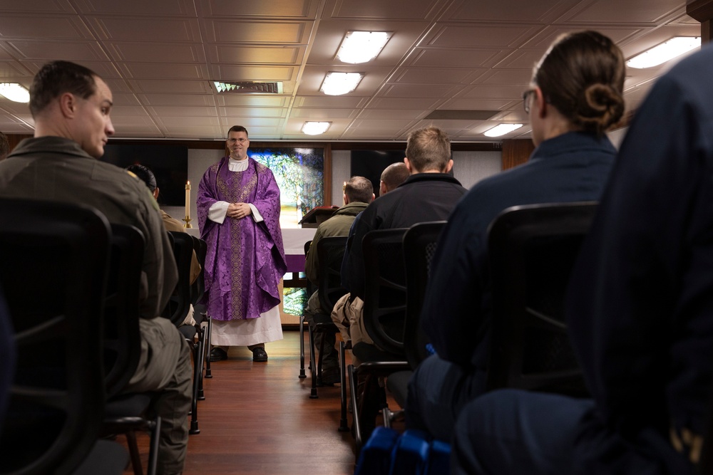 Gerald R. Ford Sailors Attend Sunday Catholic Mass