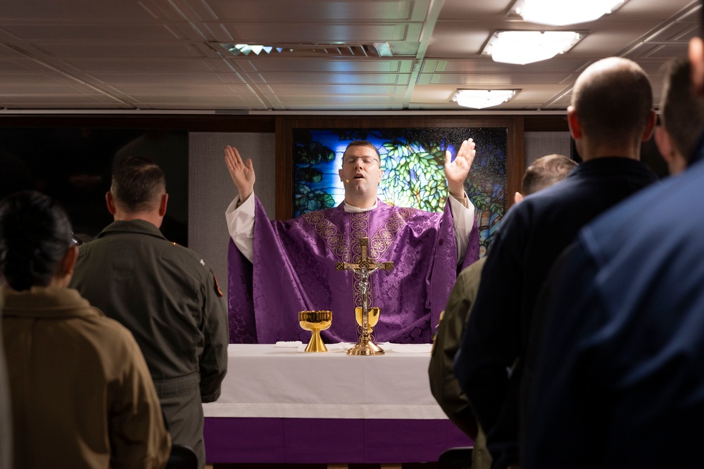Gerald R. Ford Sailors Attend Sunday Catholic Mass