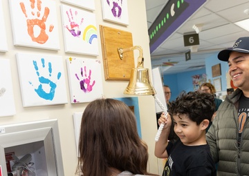 Walter Reed Celebrates 5-Year-Old Nolan Rojas During the Ringing of The Bell Ceremony