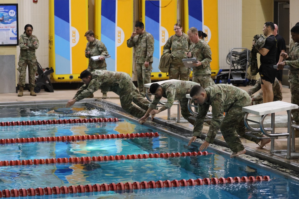 Soldiers begin 100m swim test