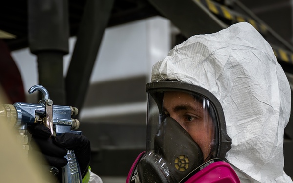 20th Equipment Maintenance Squadron Airmen use new chromate-free primer