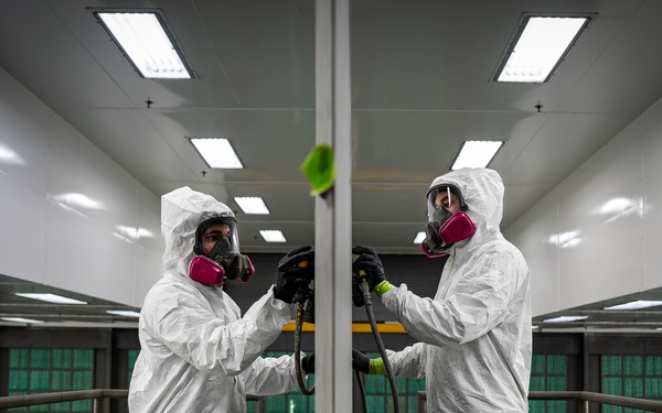 20th Equipment Maintenance Squadron Airmen use new chromate-free primer