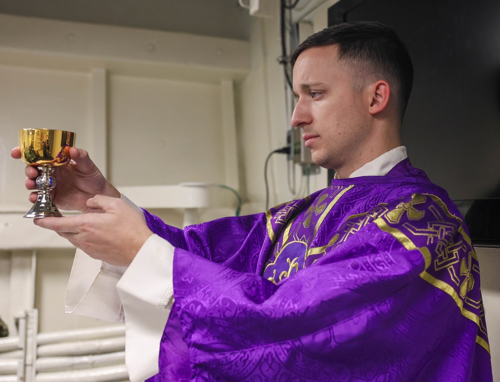 Catholic Mass Conducted Aboard USS The Sullivans