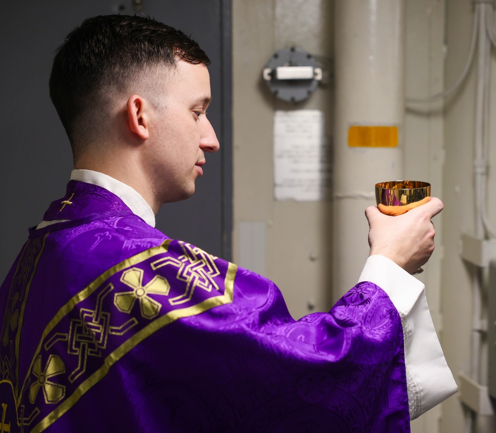 Catholic Mass Conducted Aboard USS The Sullivans
