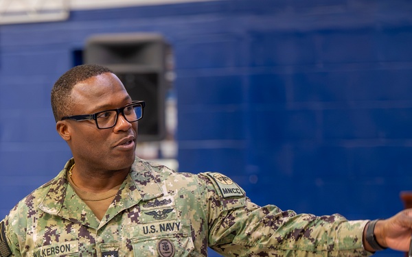 Rear Adm. Stuart C. Satterwhite, commander, MyNavy Career Visits NSA Panama City