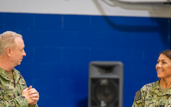 Rear Adm. Stuart C. Satterwhite, commander, MyNavy Career Visits NSA Panama City