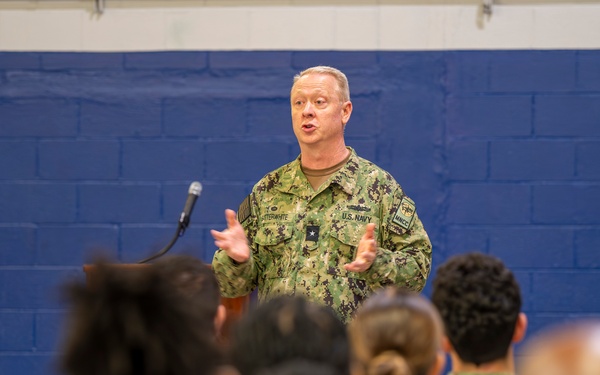 Rear Adm. Stuart C. Satterwhite, commander, MyNavy Career Visits NSA Panama City