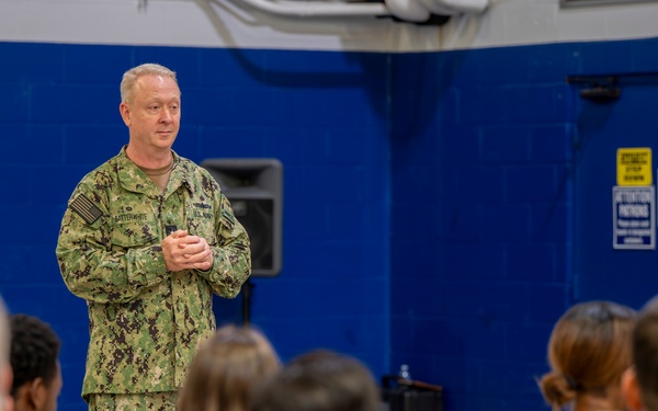 Rear Adm. Stuart C. Satterwhite, commander, MyNavy Career Visits NSA Panama City