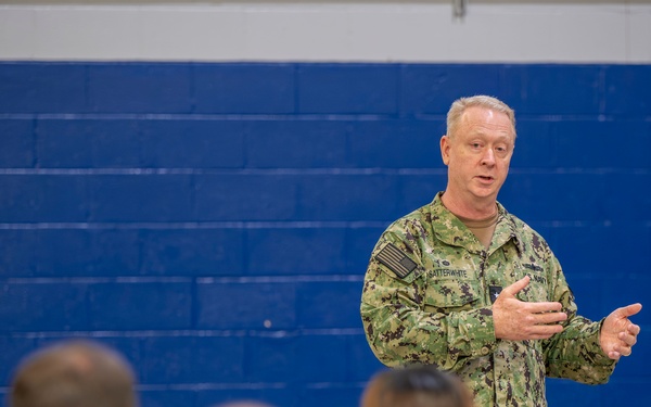 Rear Adm. Stuart C. Satterwhite, commander, MyNavy Career Visits NSA Panama City
