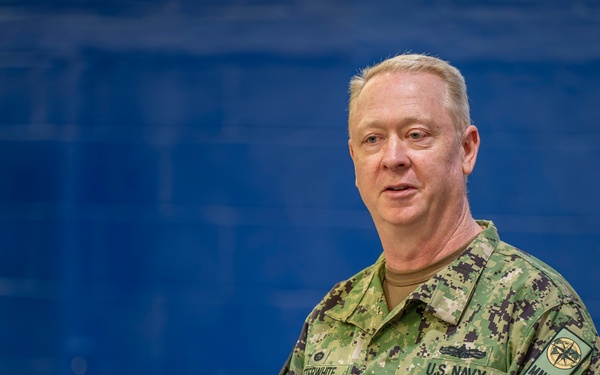 Rear Adm. Stuart C. Satterwhite, commander, MyNavy Career Visits NSA Panama City
