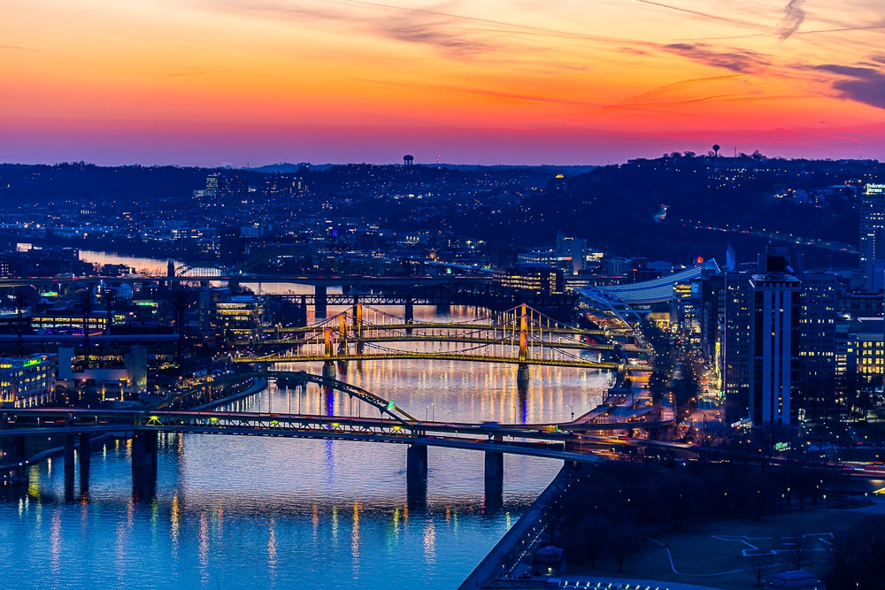 Pittsburgh sunrise view from Mount Washington