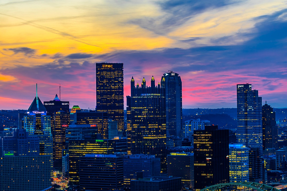 Pittsburgh sunrise view from Mount Washington